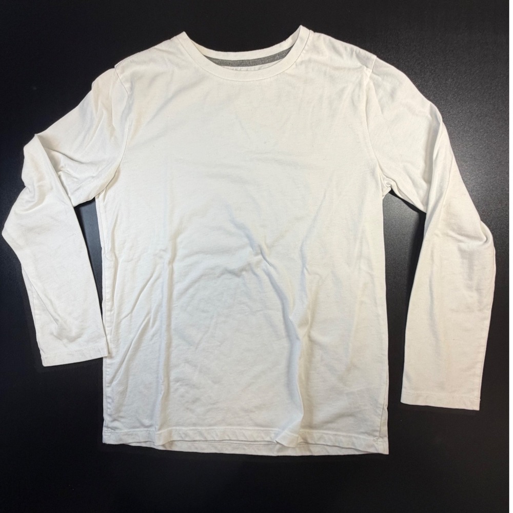 Old Navy Boys XL 14-16 White Long Sleeve Crewneck T-Shirt Basic Tee L1